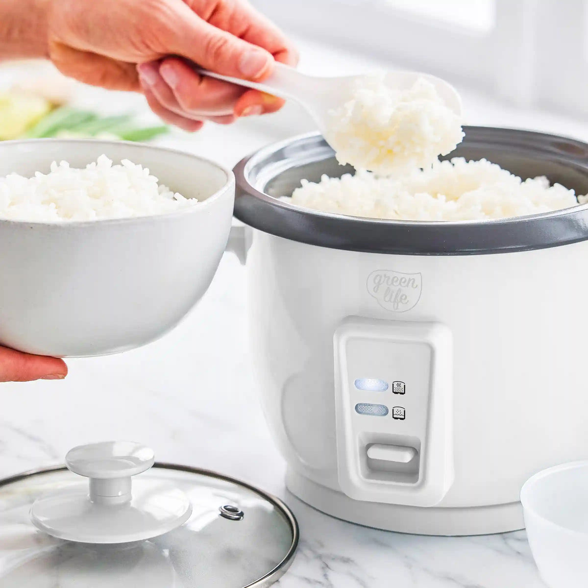GreenLife 6-Cup Rice Cooker | White