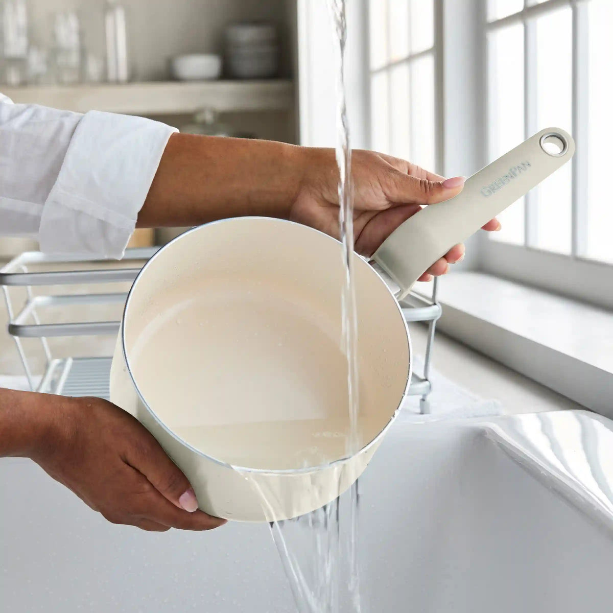 Rio Advanced Ceramic Nonstick 2-Quart Saucepan with Lid | Cream
