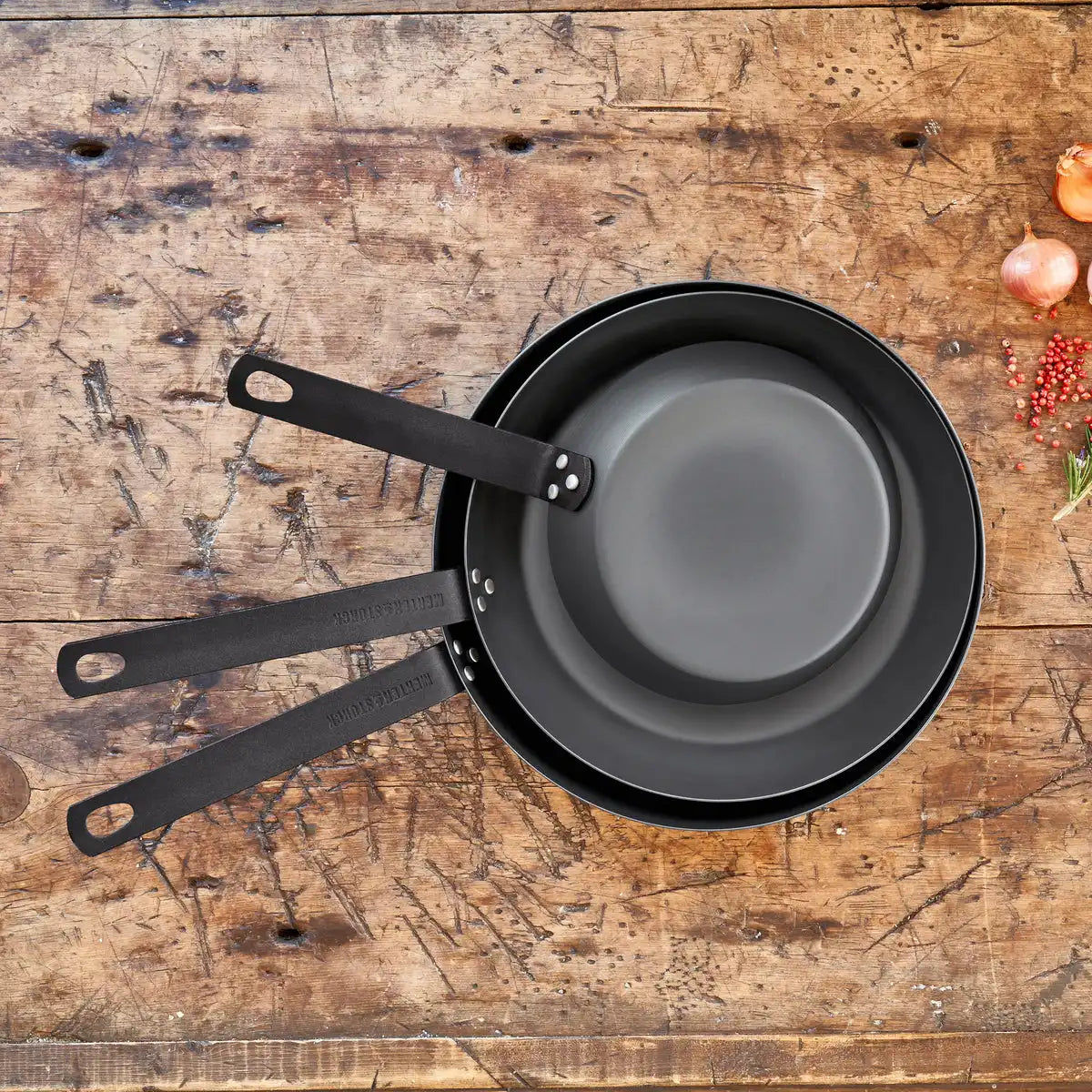 Merten & Storck Carbon Steel 8", 10" and 12" Frypan Set