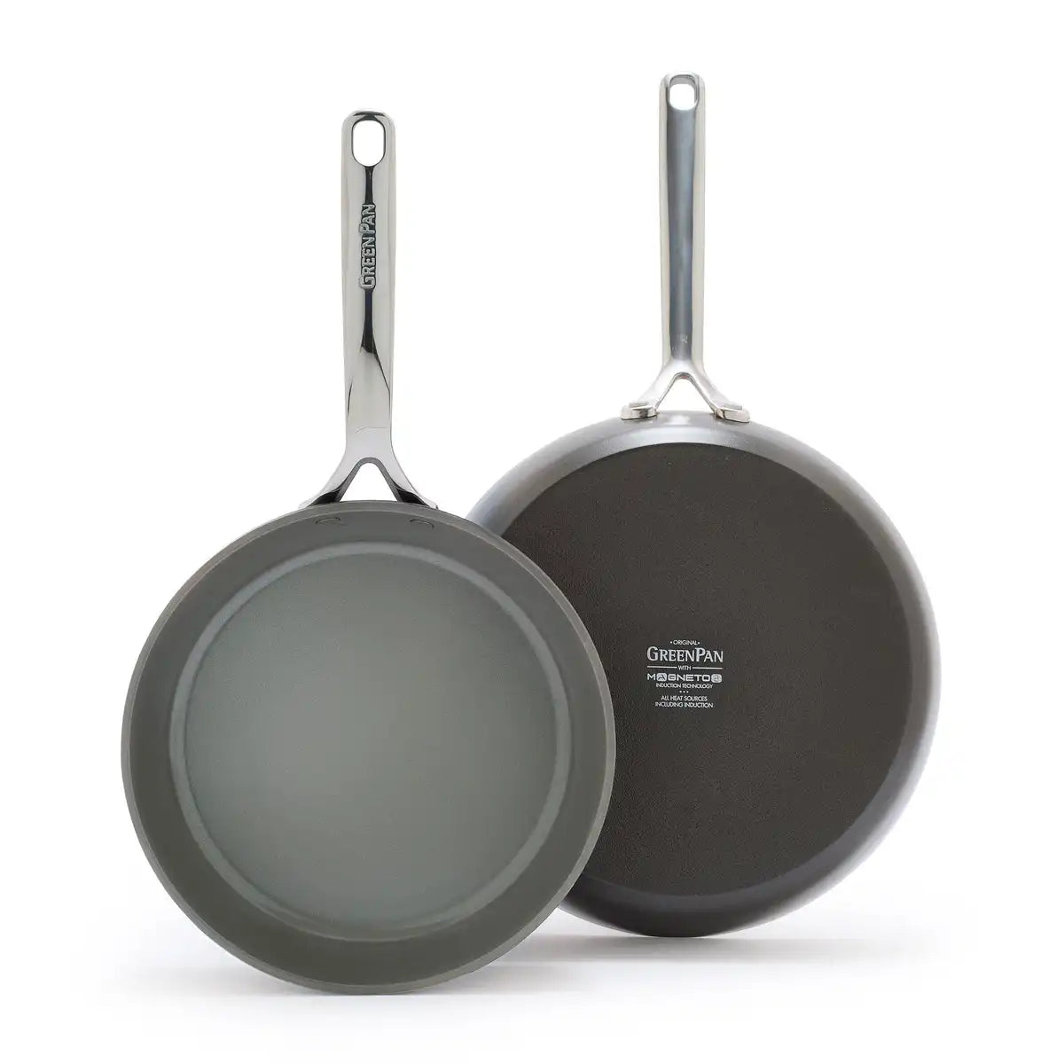 GP5 Colors Ceramic Nonstick 9.5" and 11" Frypan Set with Mirror Handles | Cocoa