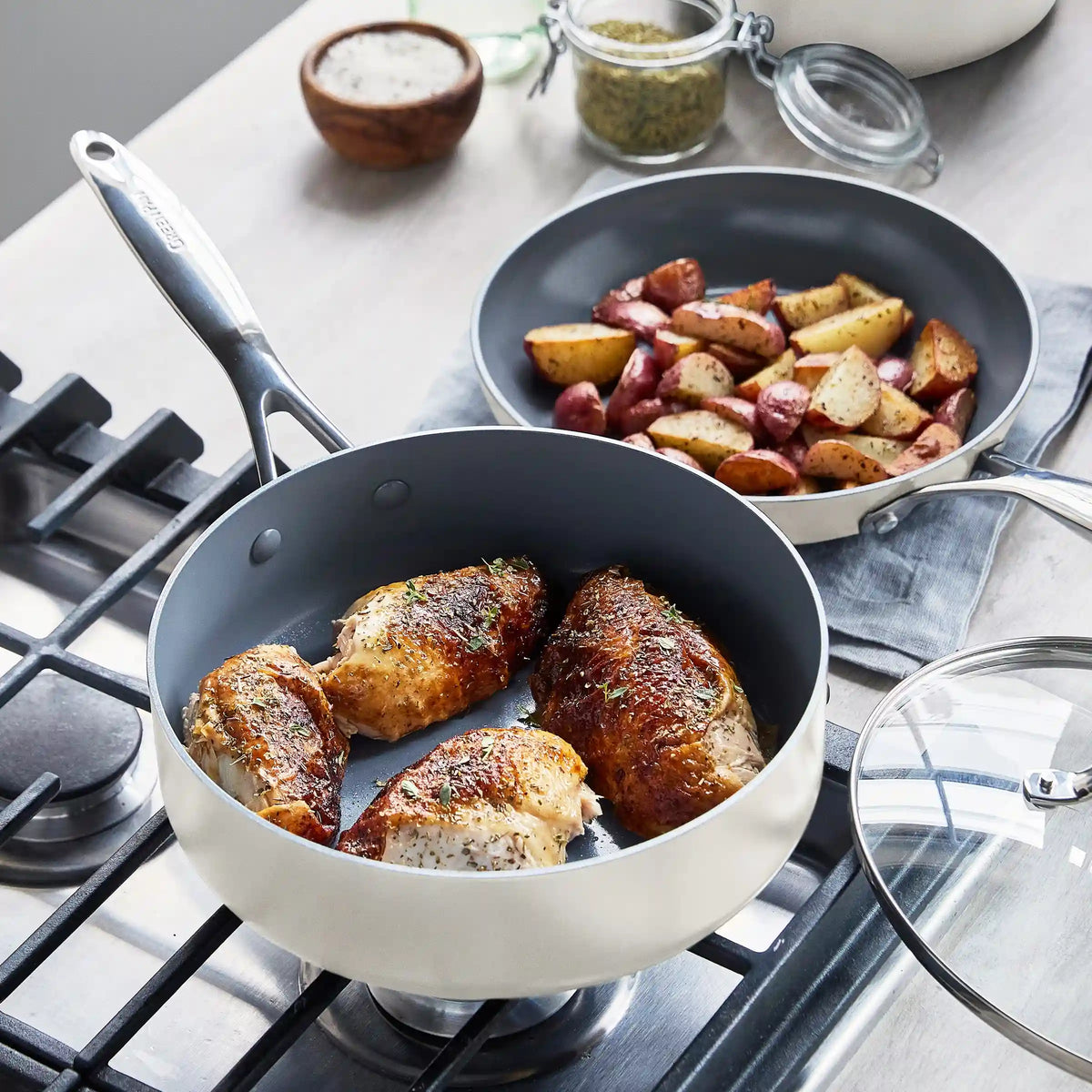 Valencia Pro Ceramic Nonstick 19-Piece Cookware Set | Cream