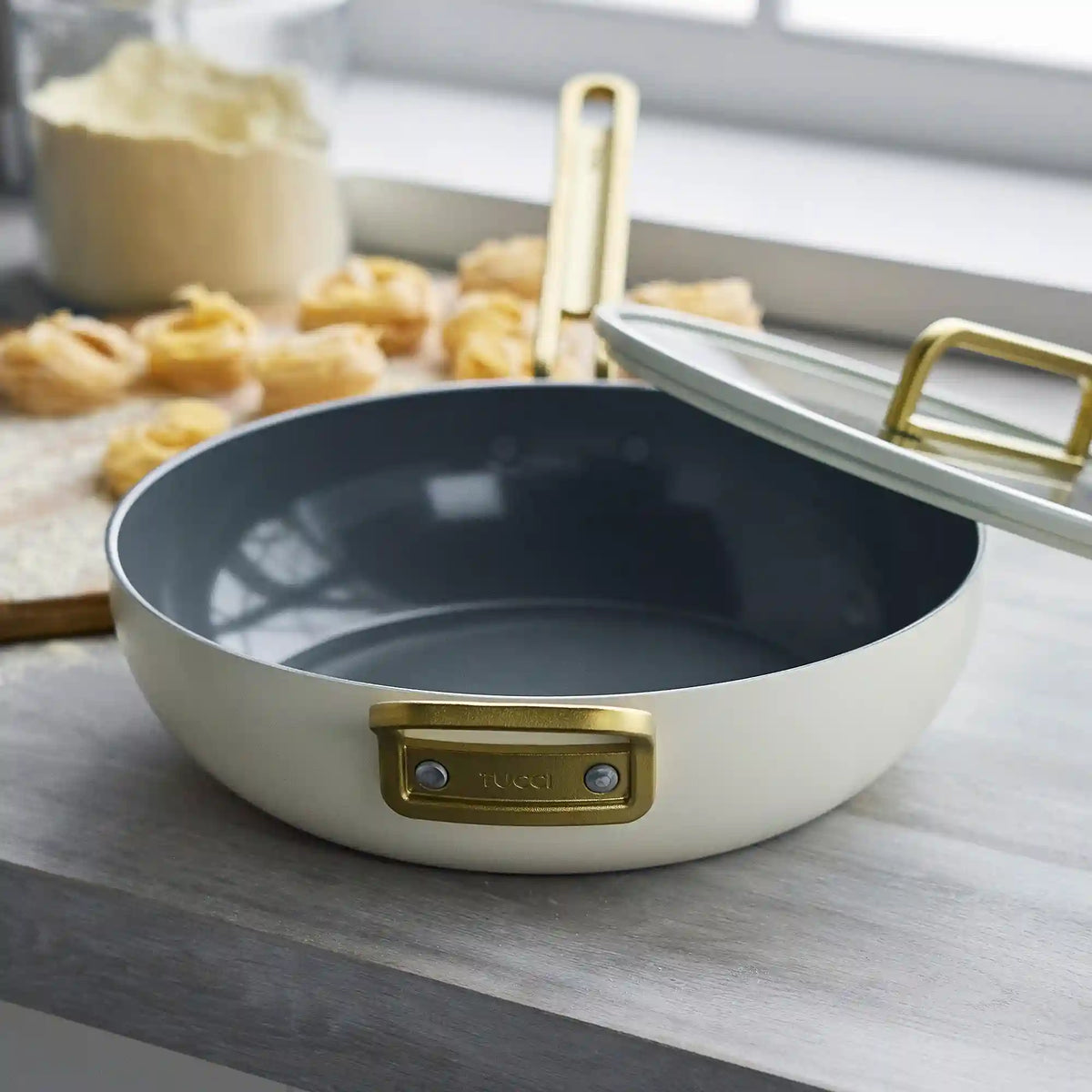 Stanley Tucci™ Ceramic Nonstick 4.5-Quart Stanley Pan Jr. | Carrara White