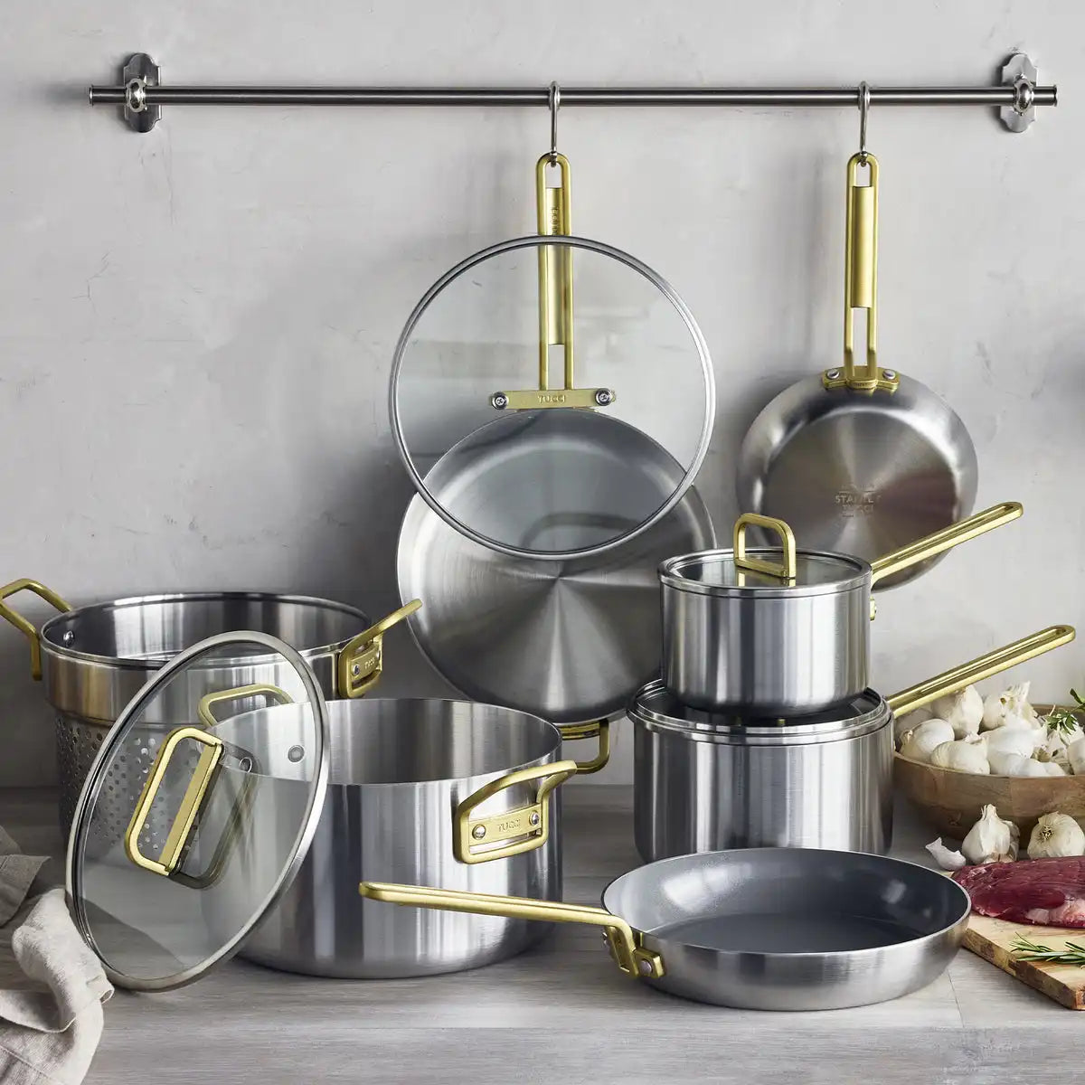 Stanley Tucci™ Mixed Material Stainless Steel 11-Piece Cookware Set