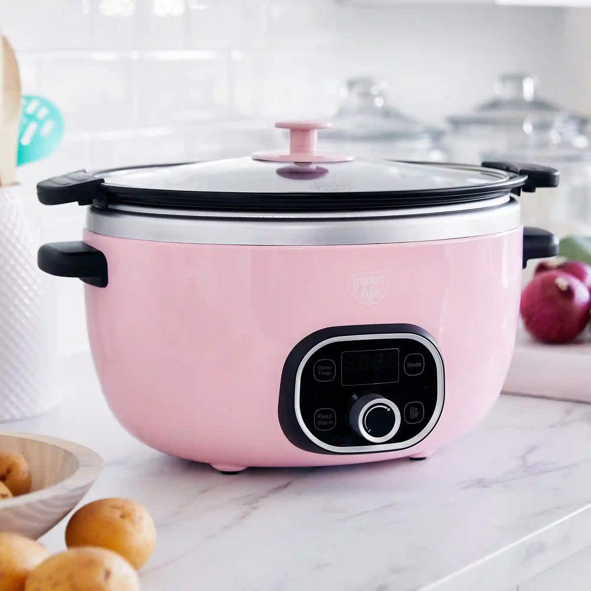 GreenLife Healthy 6-Quart Slow Cooker | Pink