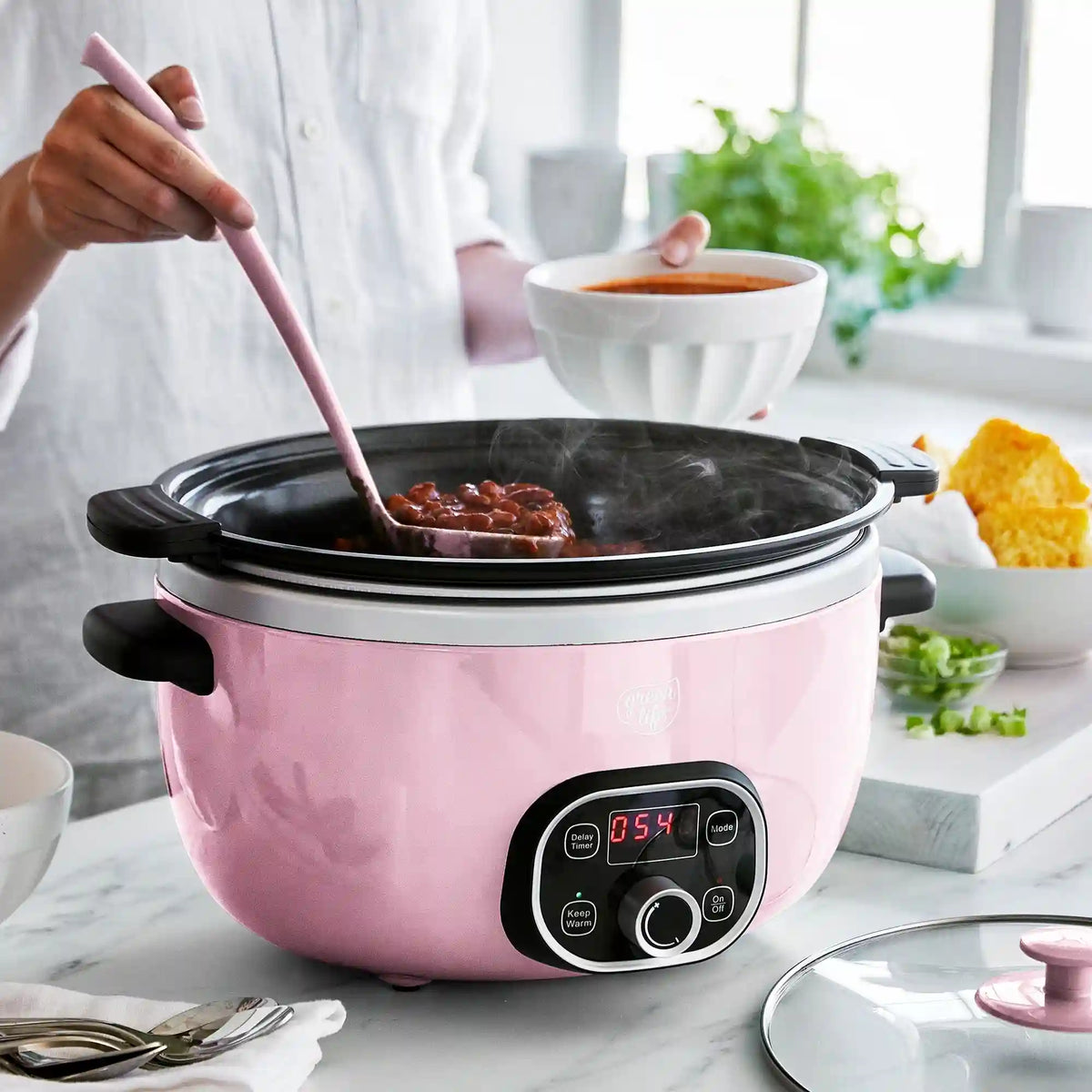 GreenLife Healthy 6-Quart Slow Cooker | Pink