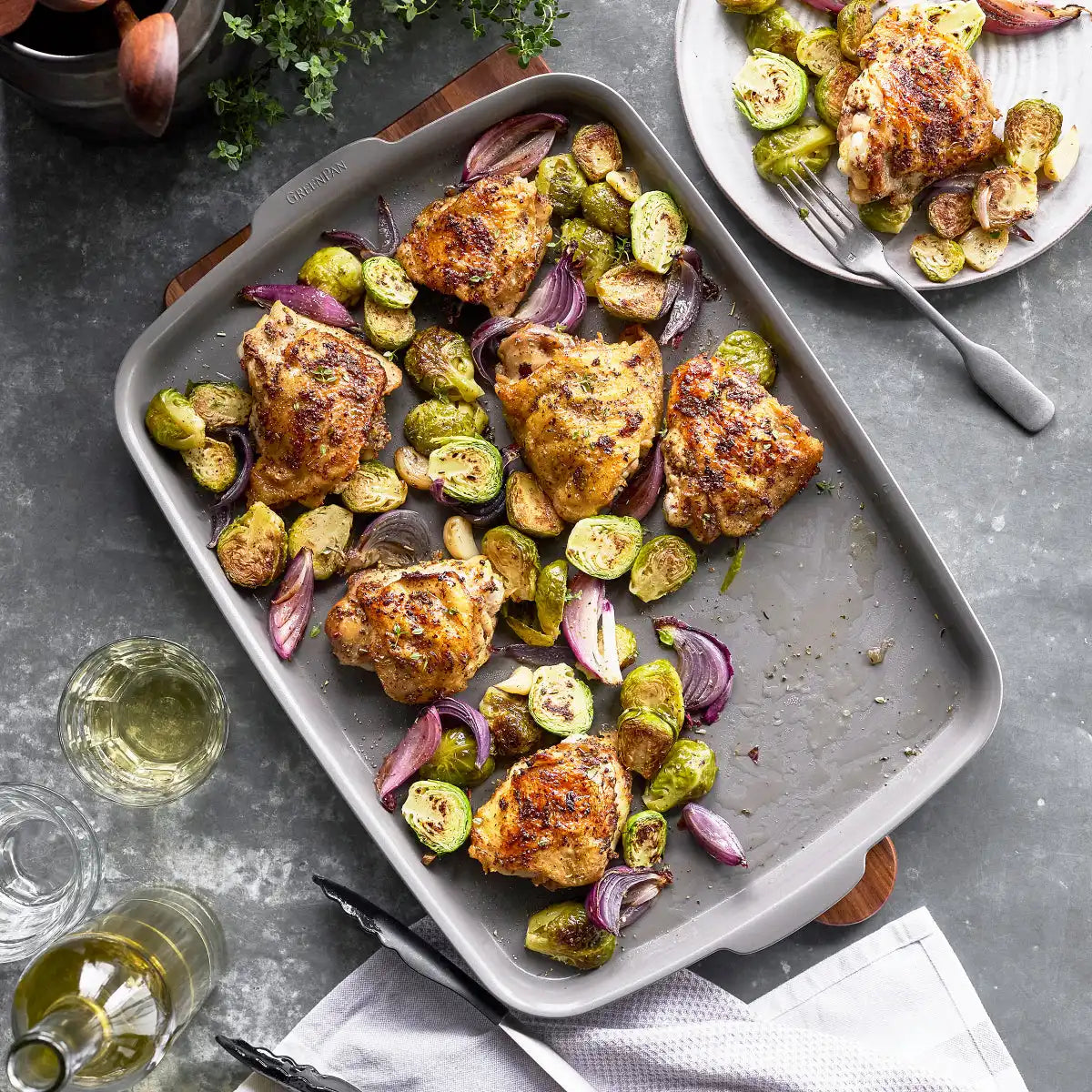 Premiere Ovenware Ceramic Nonstick 18" x 13" Half Sheet Pan Set | Gray