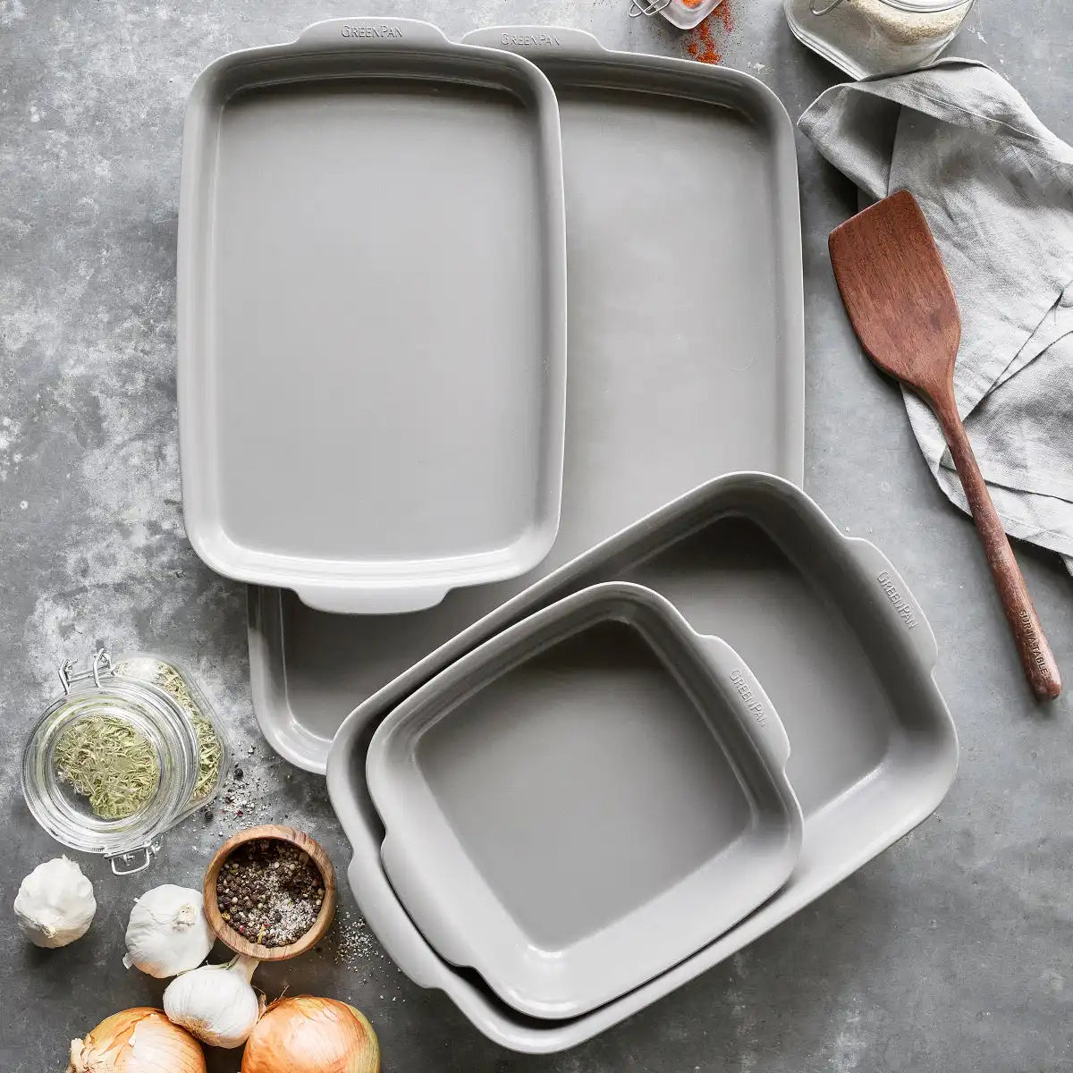Premiere Ovenware Ceramic Nonstick 4-Piece Set | Gray
