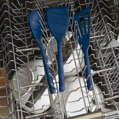 Platinum Silicone Slotted Spoon | Navy