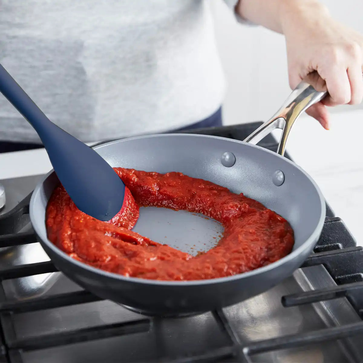 Platinum Silicone Sauté Spoon | Navy