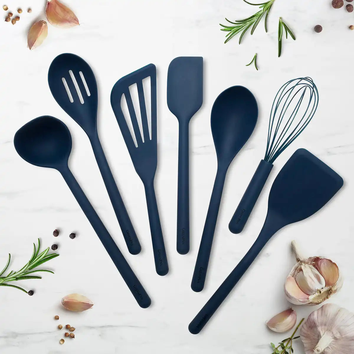 Platinum Silicone Tools 7-Piece Utensil Set | Navy