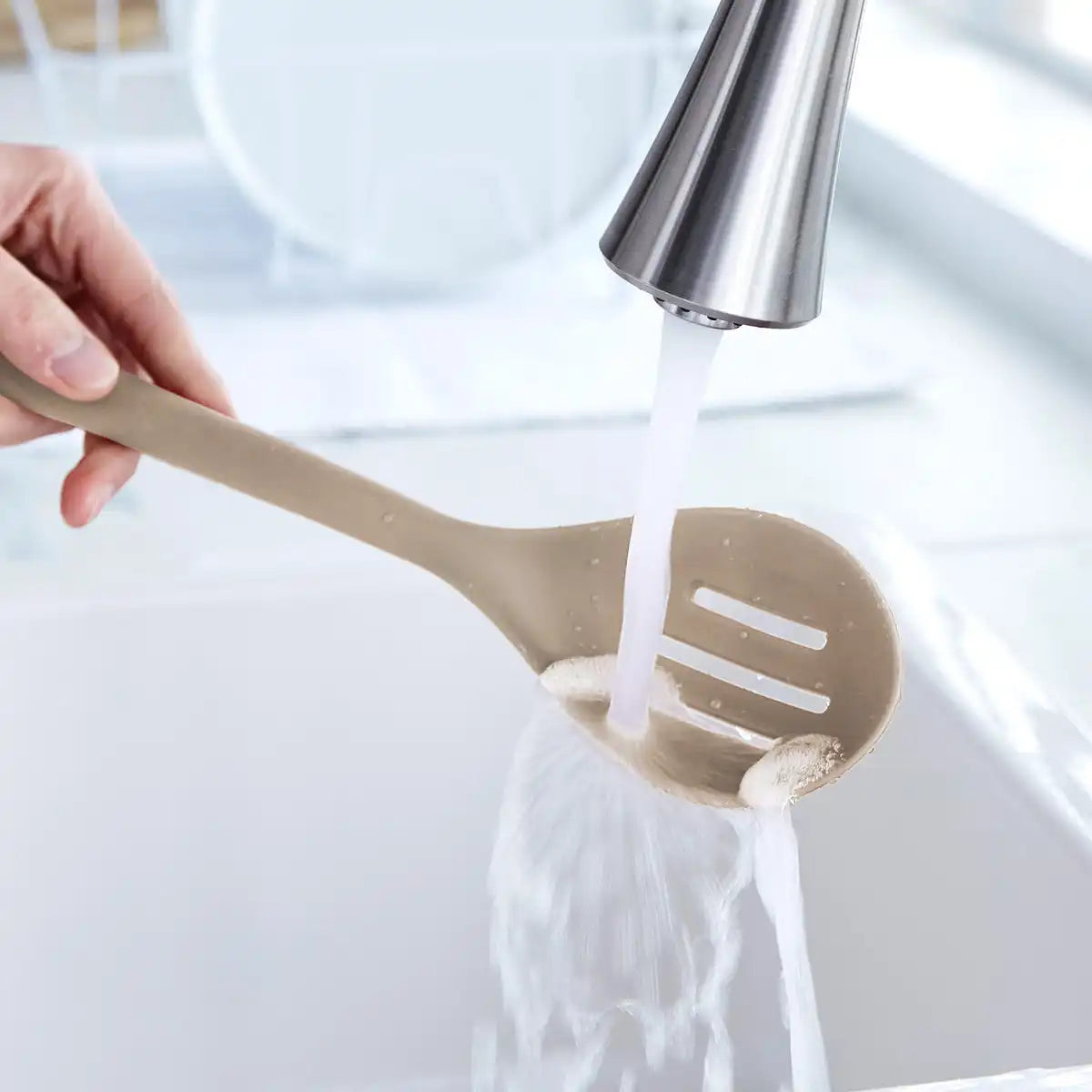Platinum Silicone Slotted Spoon | Taupe