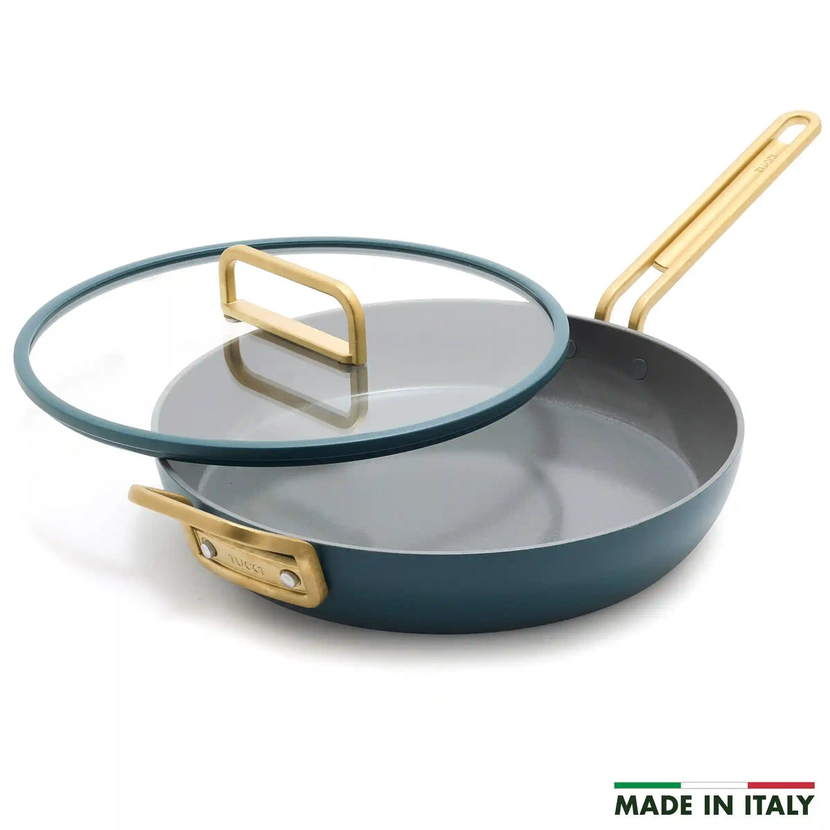 Stanley Tucci™ Ceramic Nonstick 12" Frypan with Lid | Venetian Teal