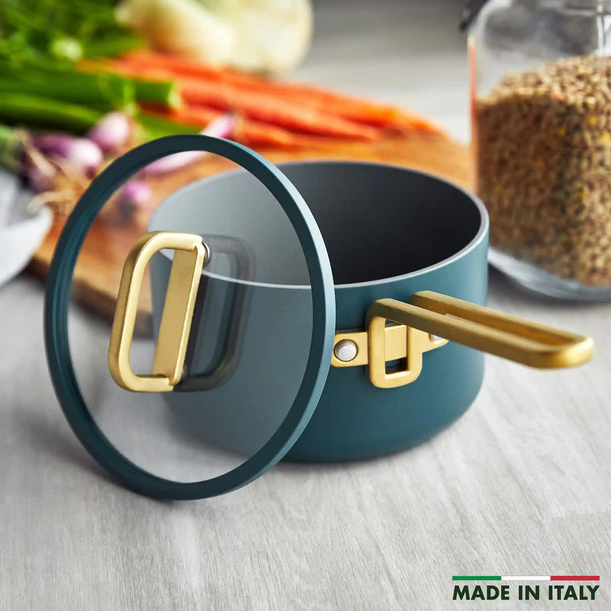 Stanley Tucci™ Ceramic Nonstick 2-Quart Saucepan with Lid | Venetian Teal