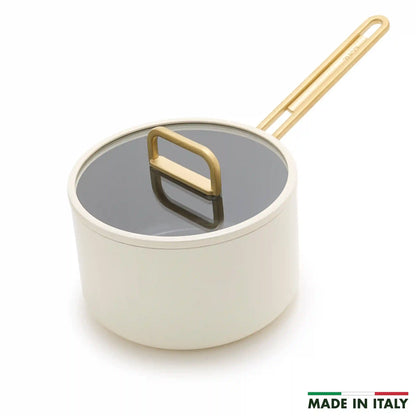 Stanley Tucci™ Ceramic Nonstick 4-Quart Saucepan with Lid | Carrara White