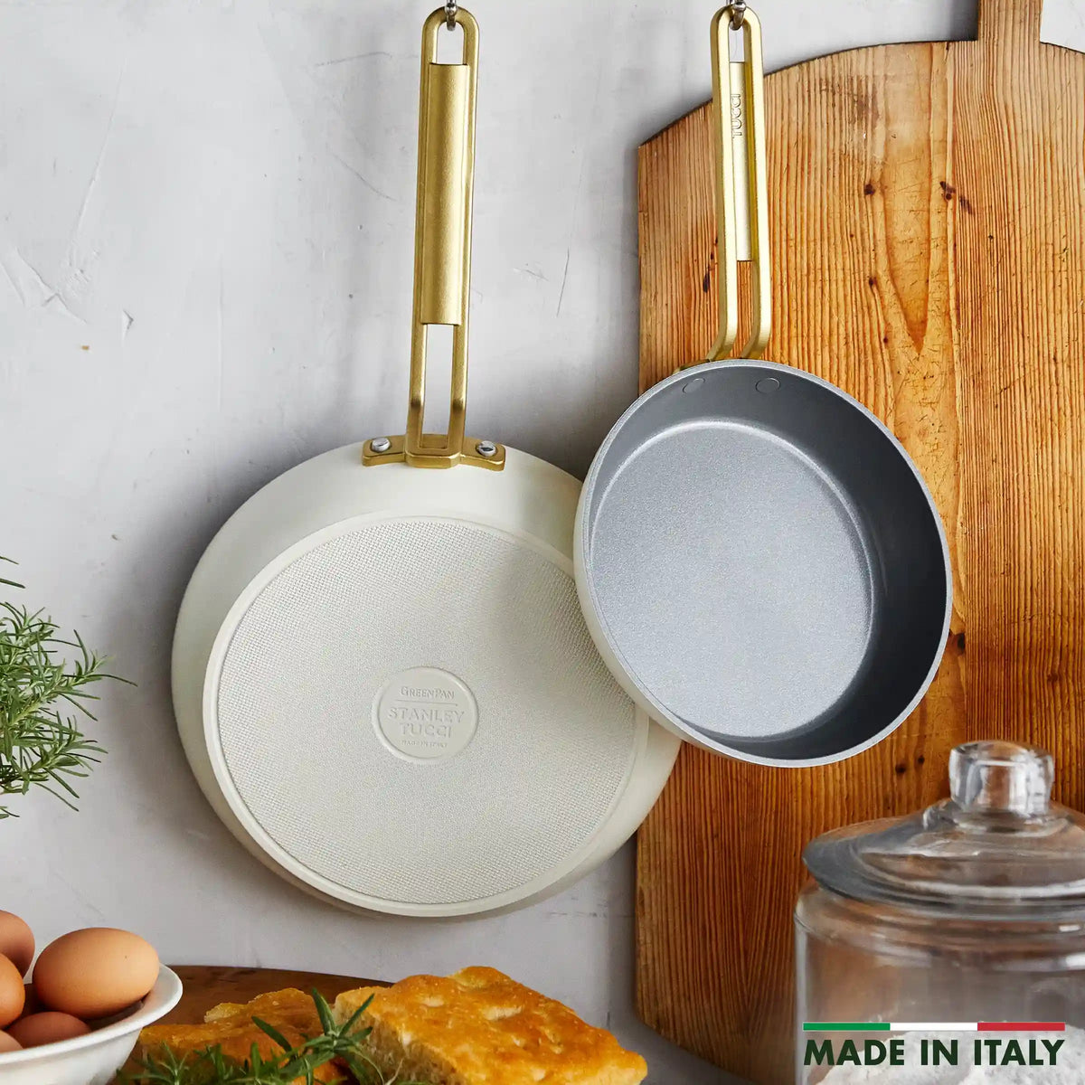 Stanley Tucci™ Ceramic Nonstick 4-Piece Frypan Set | Carrara White