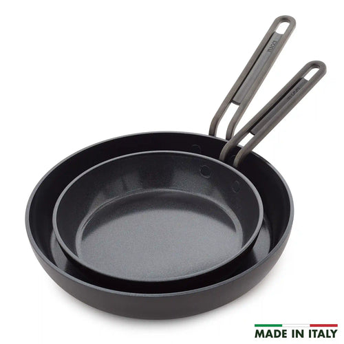 Stanley Tucci™ Ceramic Nonstick 8" and 10" Frypan Set | Milano Black