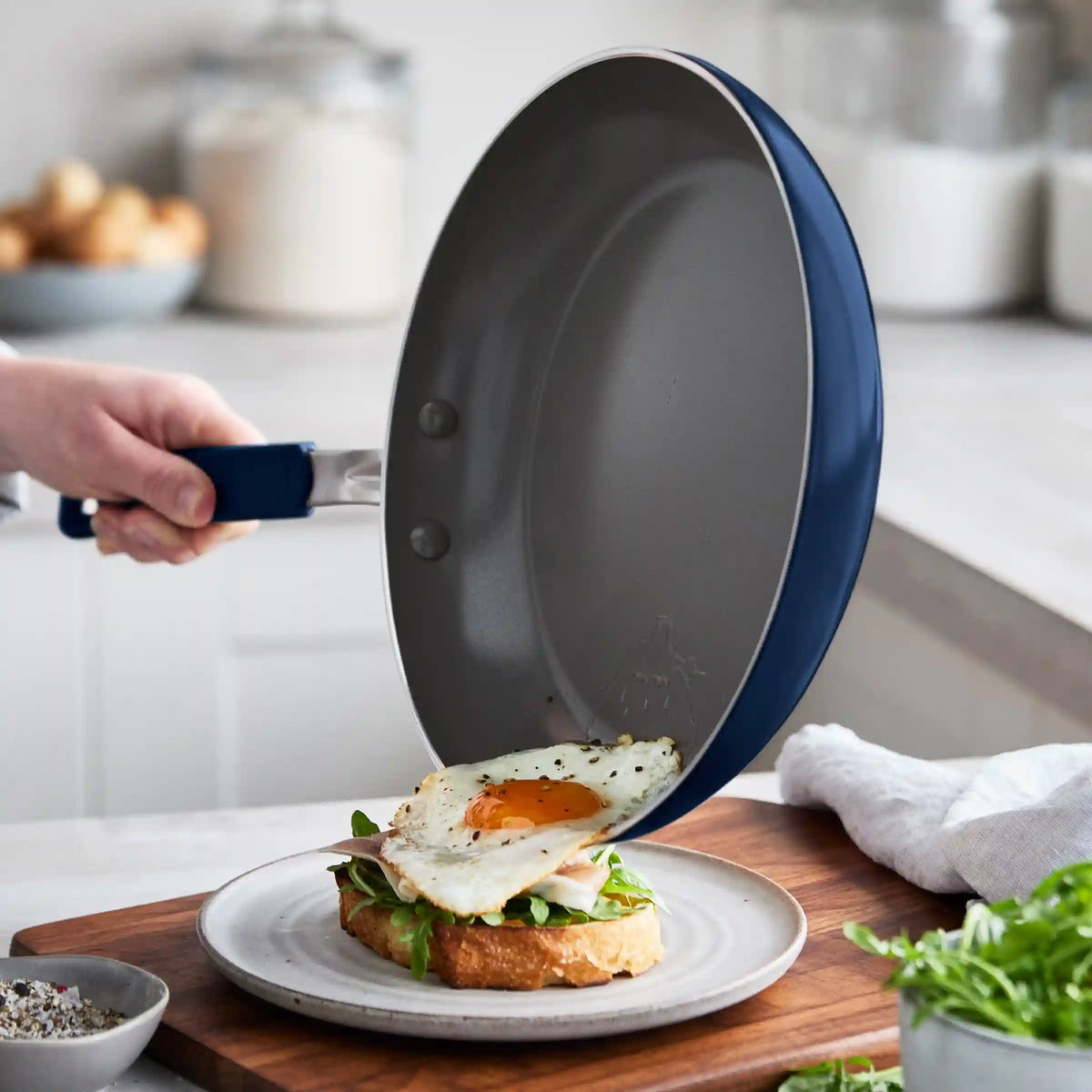 Space Saving Stack Ceramic Nonstick 11-Piece Cookware Set | Oxford Blue