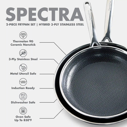 Spectra Thermobond Hybrid Ceramic Nonstick 8", 10" and 12" Frypan Set