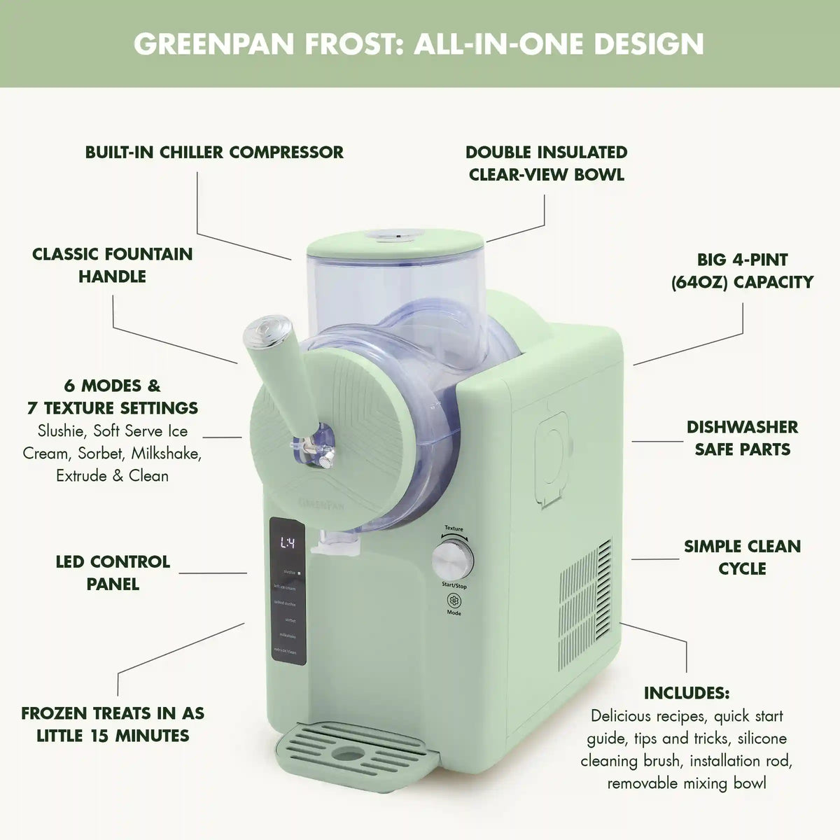 Frost Classic 15-in-1 Ice Cream & Frozen Drink Maker | Pistachio