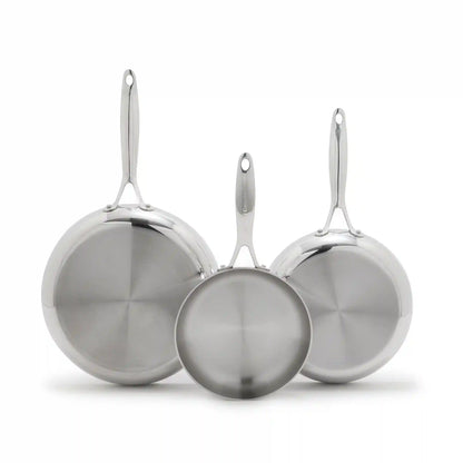Valencia Pro Stainless Steel Uncoated 8", 9.5" and 11" Frypan Set