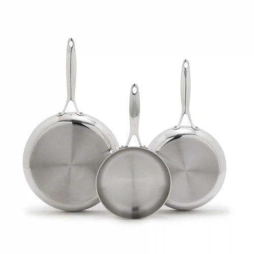 Valencia Pro Stainless Steel Uncoated 8", 9.5" and 11" Frypan Set