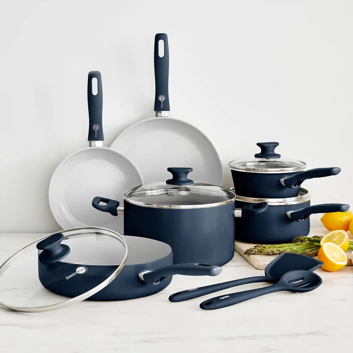 Dover Ceramic Nonstick 12-Piece Cookware Set | Oxford Blue