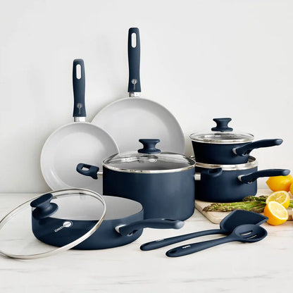 Dover Ceramic Nonstick 12-Piece Cookware Set | Oxford Blue
