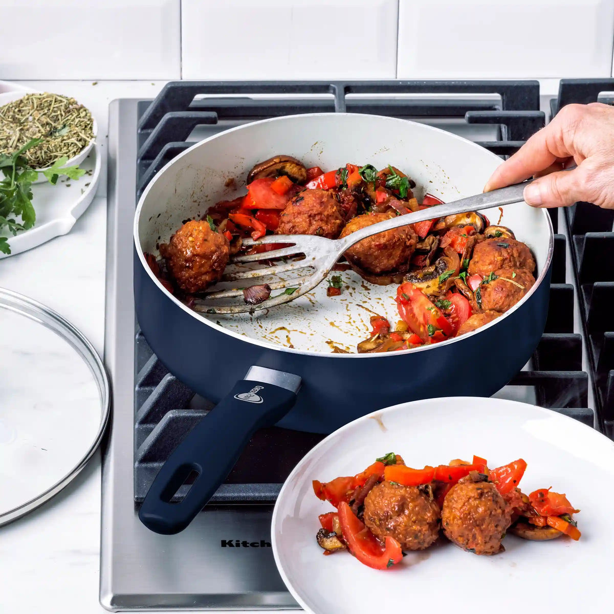 Dover Ceramic Nonstick 12-Piece Cookware Set | Oxford Blue