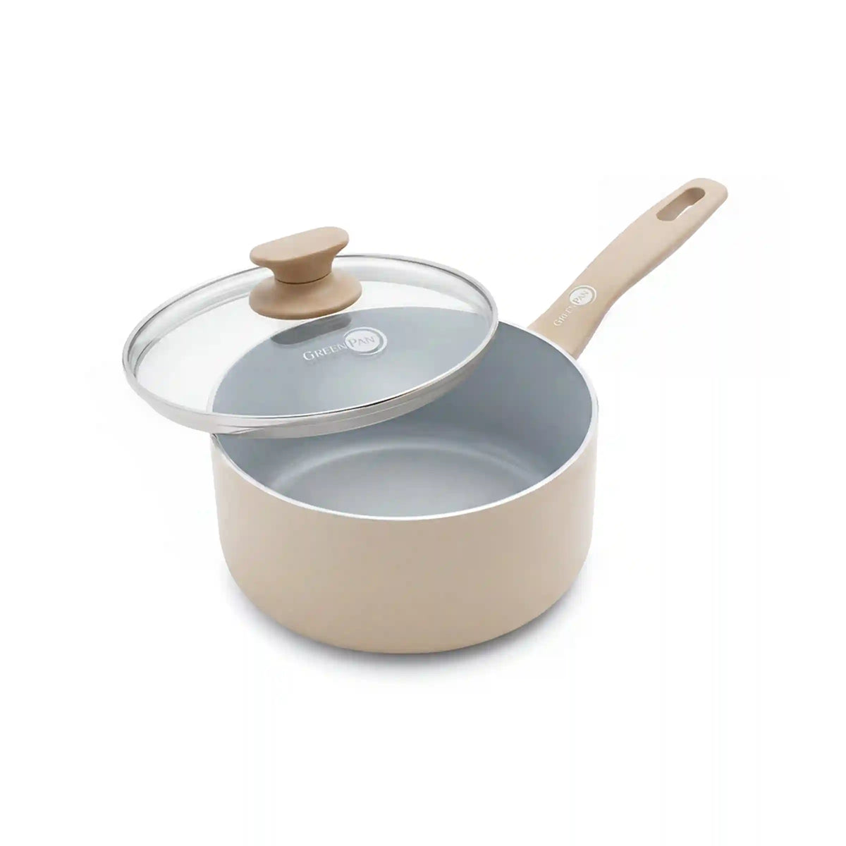 Dover Ceramic Nonstick 2.25-Quart Saucepan with Lid | Taupe