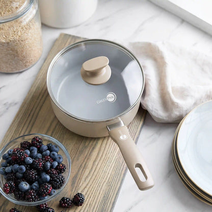 Dover Ceramic Nonstick 2.25-Quart Saucepan with Lid | Taupe