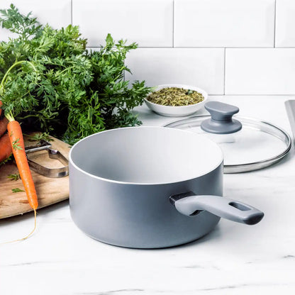 Dover Ceramic Nonstick 2.25-Quart Saucepan with Lid | Gray