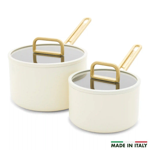 Stanley Tucci™ Ceramic Nonstick 4-Piece Saucepan Set | Carrara White