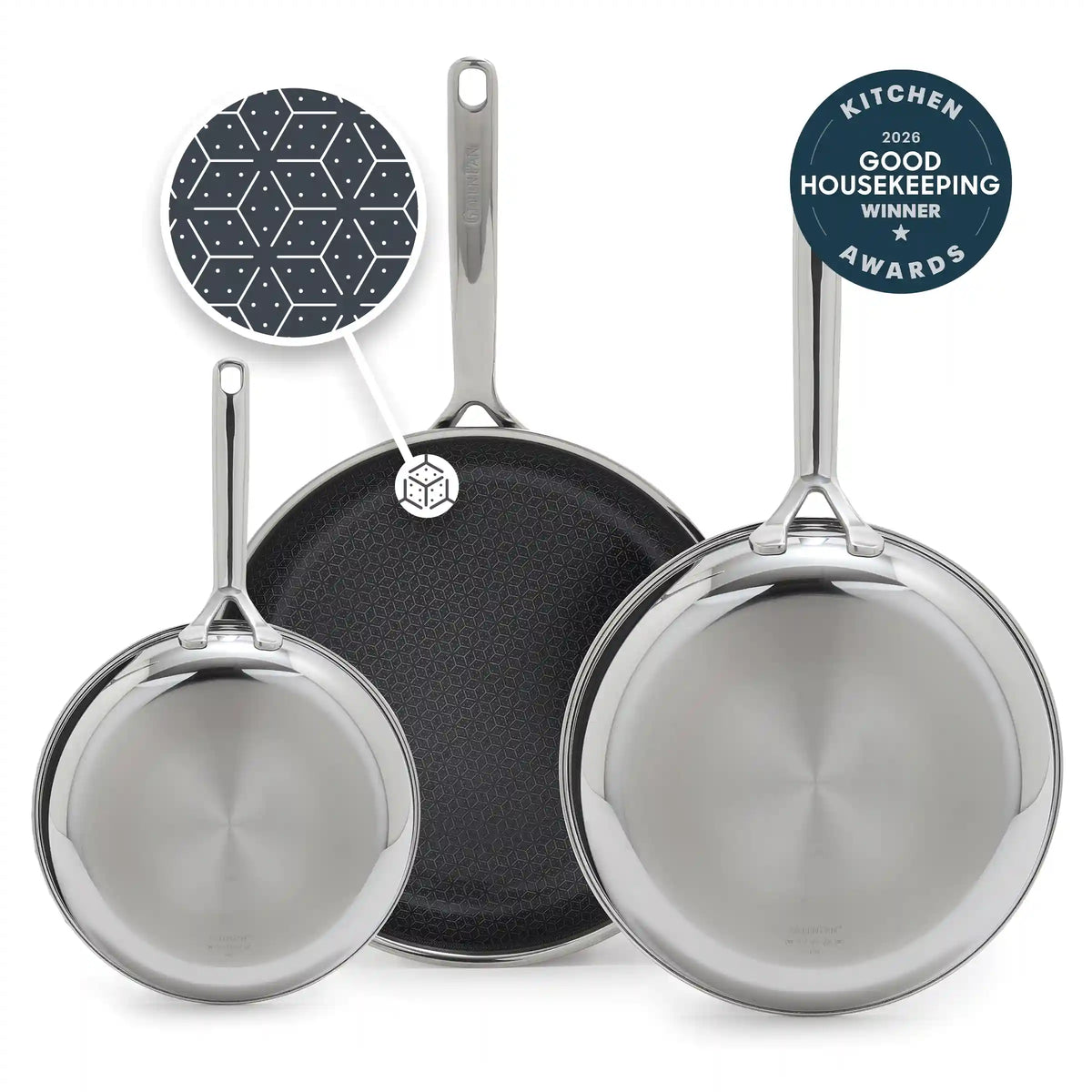 Spectra Thermobond Hybrid Ceramic Nonstick 8", 10" and 12" Frypan Set
