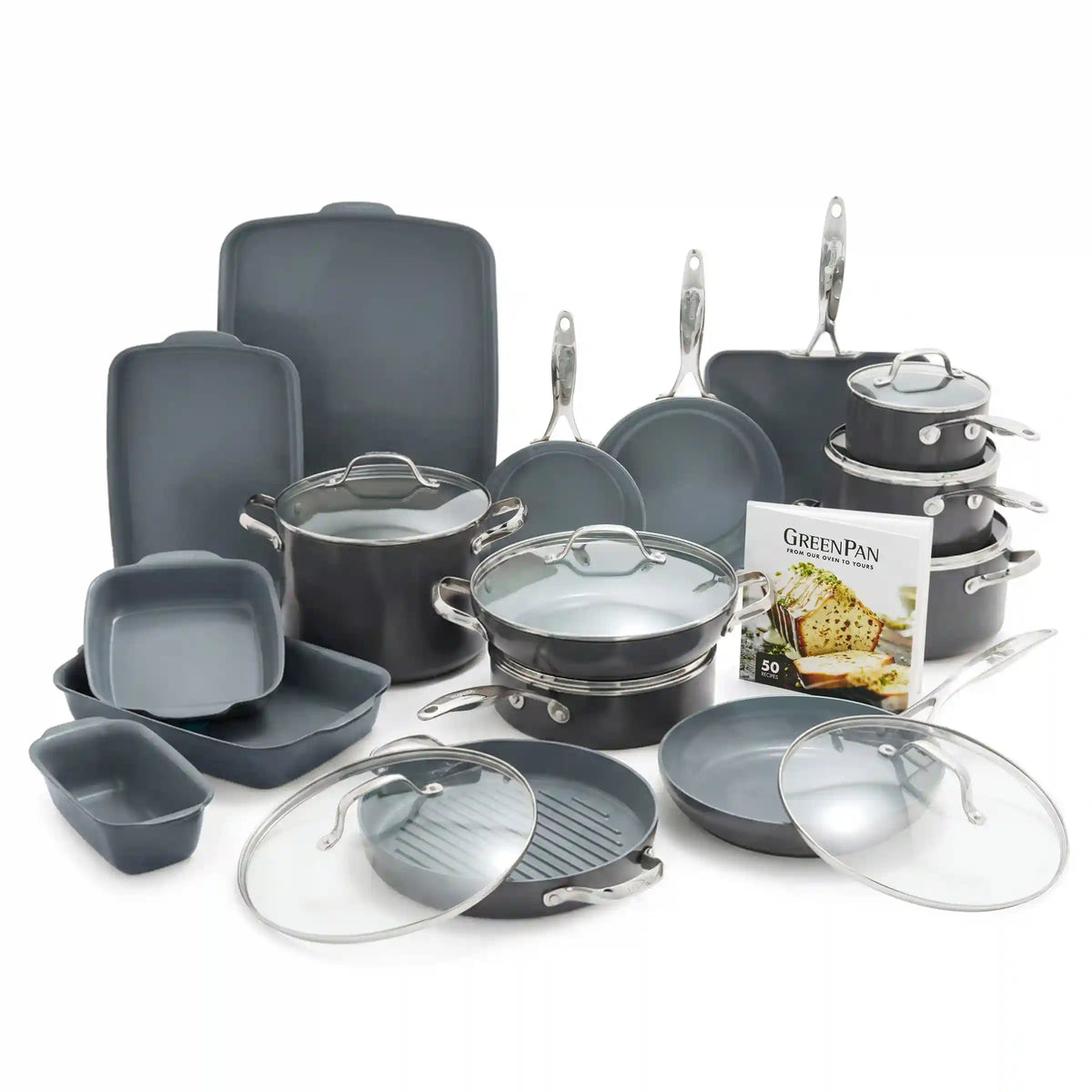 Valencia Pro and Premiere Ovenware 24-Piece Set | Gray