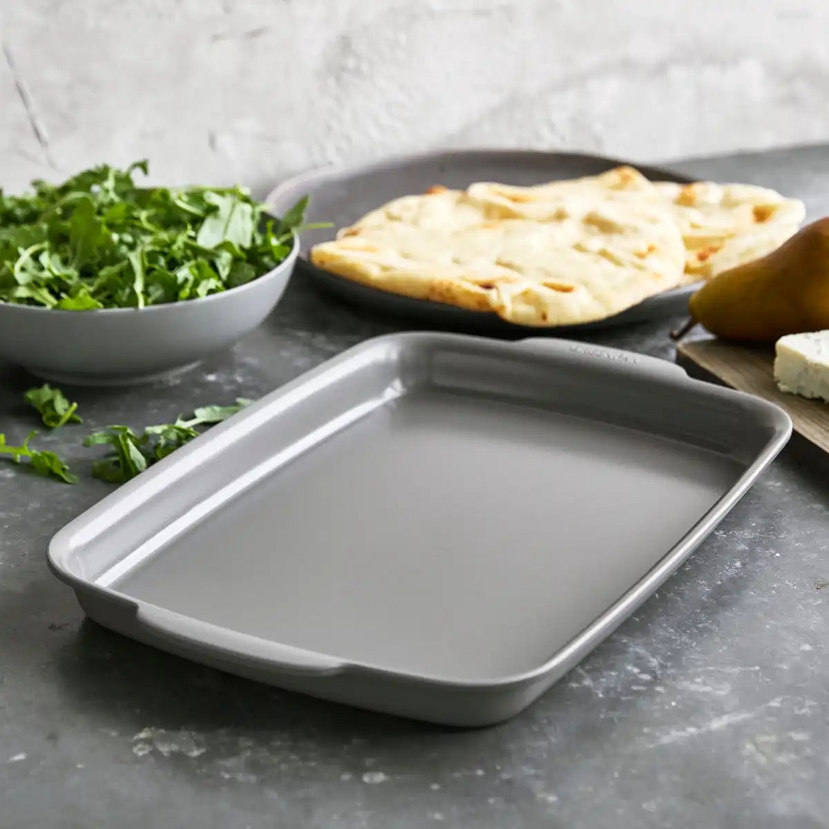 Premiere Ovenware Ceramic Nonstick 2-Piece 13" x 9"  Quarter Sheet Pan Set | Gray