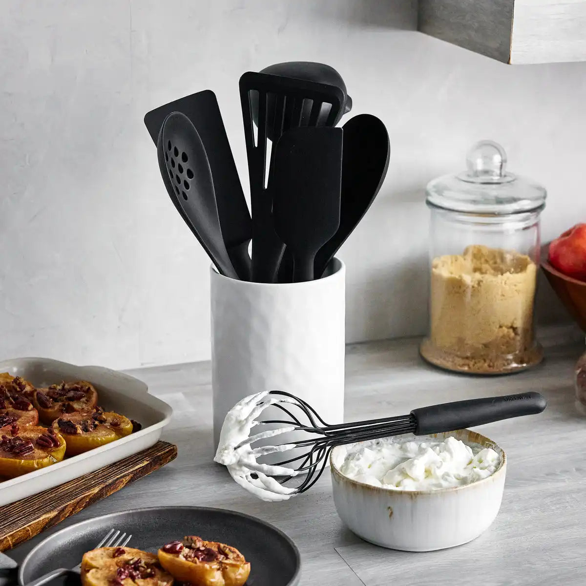 Premiere Silicone 8-Piece Utensil and Crock Set | Black