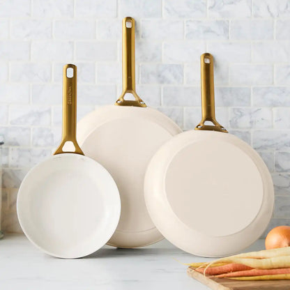 Reserve Pro Ceramic Nonstick 8", 10" and 12" Frypan Set | Macadamia