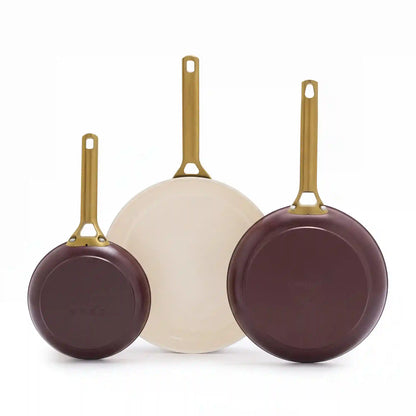 Reserve Pro Ceramic Nonstick 8", 10" and 12" Frypan Set | Bordeaux