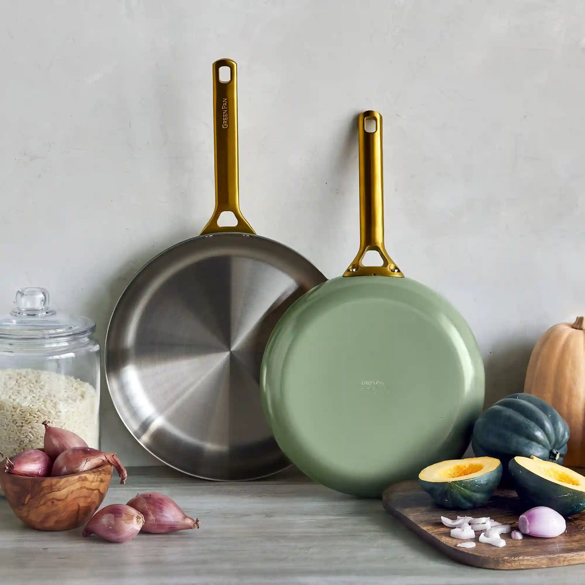 Reserve Pro Uncoated Stainless Steel 10" and 12" Frypan Set | Sage