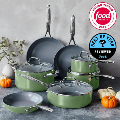 Valencia Pro Ceramic Nonstick 11-Piece Cookware Set | Sage