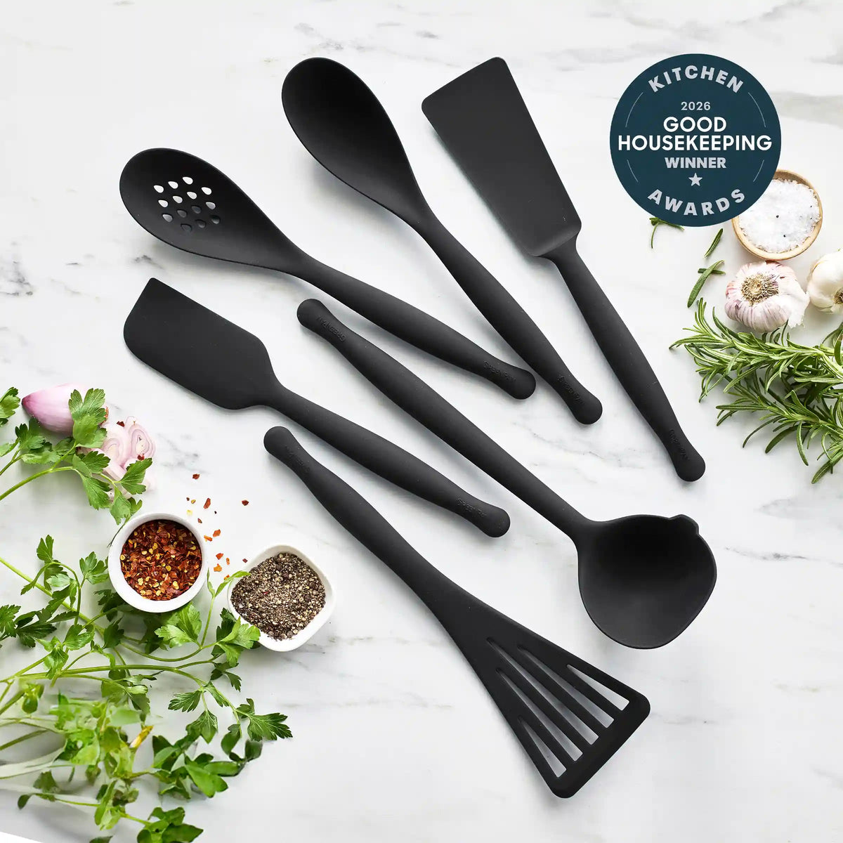 Premiere Silicone 6-Piece Utensil Set | Black