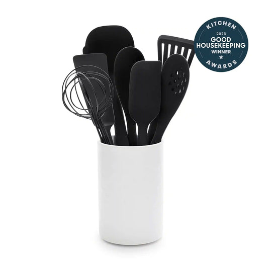 Premiere Silicone 8-Piece Utensil and Crock Set | Black
