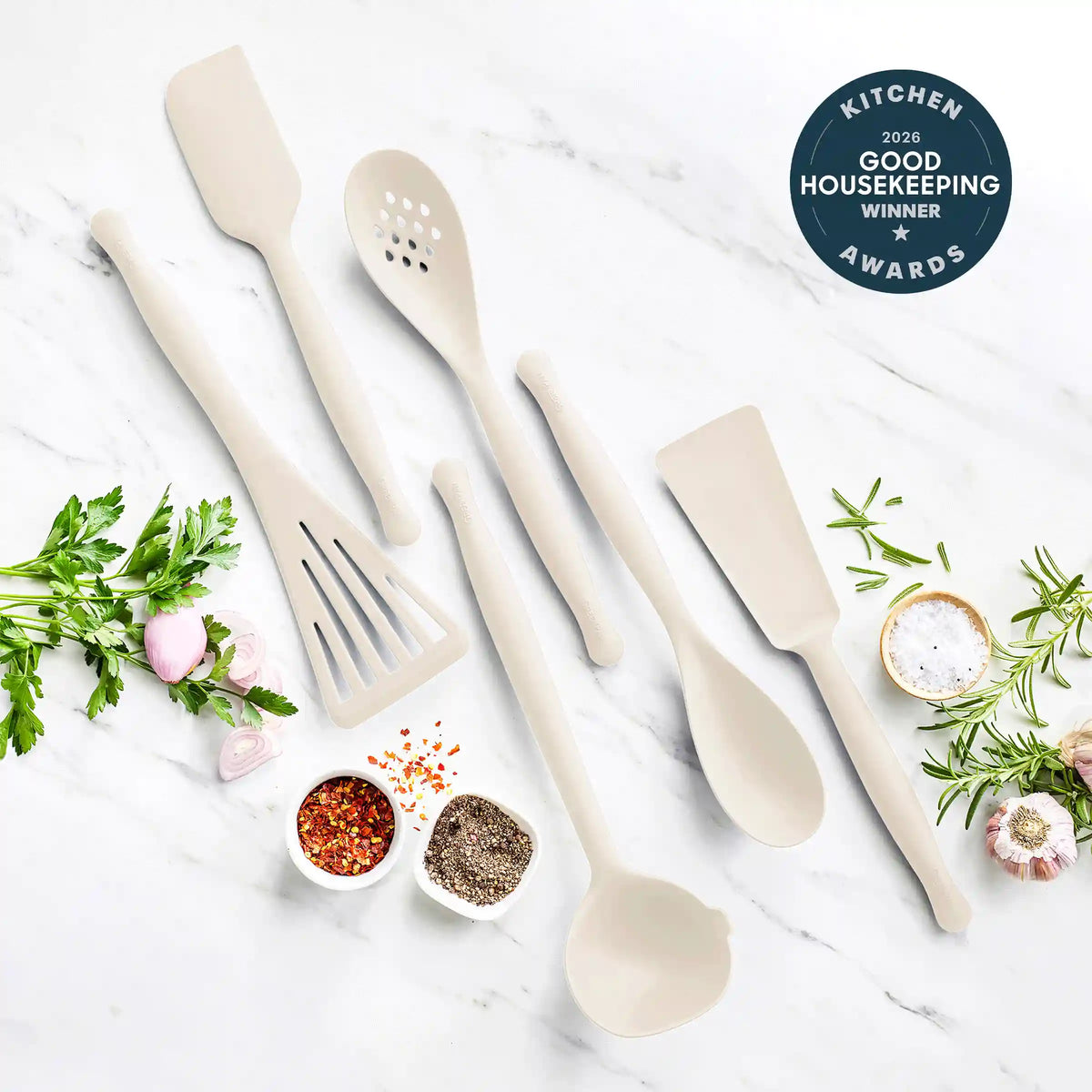 Premiere Silicone 6-Piece Utensil Set | Bisque