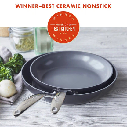 Valencia Pro Ceramic Nonstick 9.5" and 11" Frypan Set | Gray