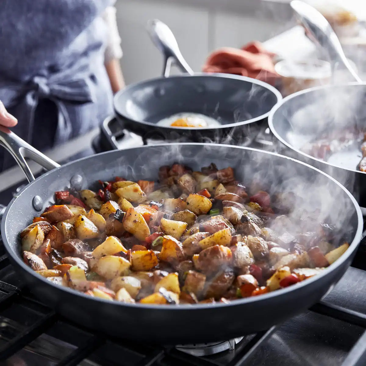 Valencia Pro Ceramic Nonstick 9.5" and 11" Frypan Set | Gray