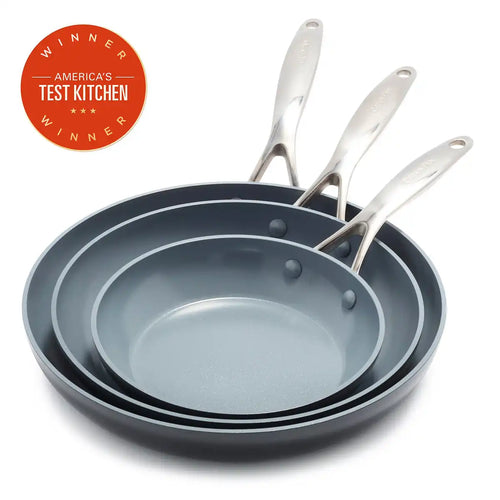Valencia Pro Ceramic Nonstick 8", 9.5", and 11" Frypan Set | Gray