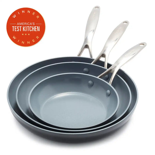 Valencia Pro Ceramic Nonstick 8", 9.5", and 11" Frypan Set | Gray