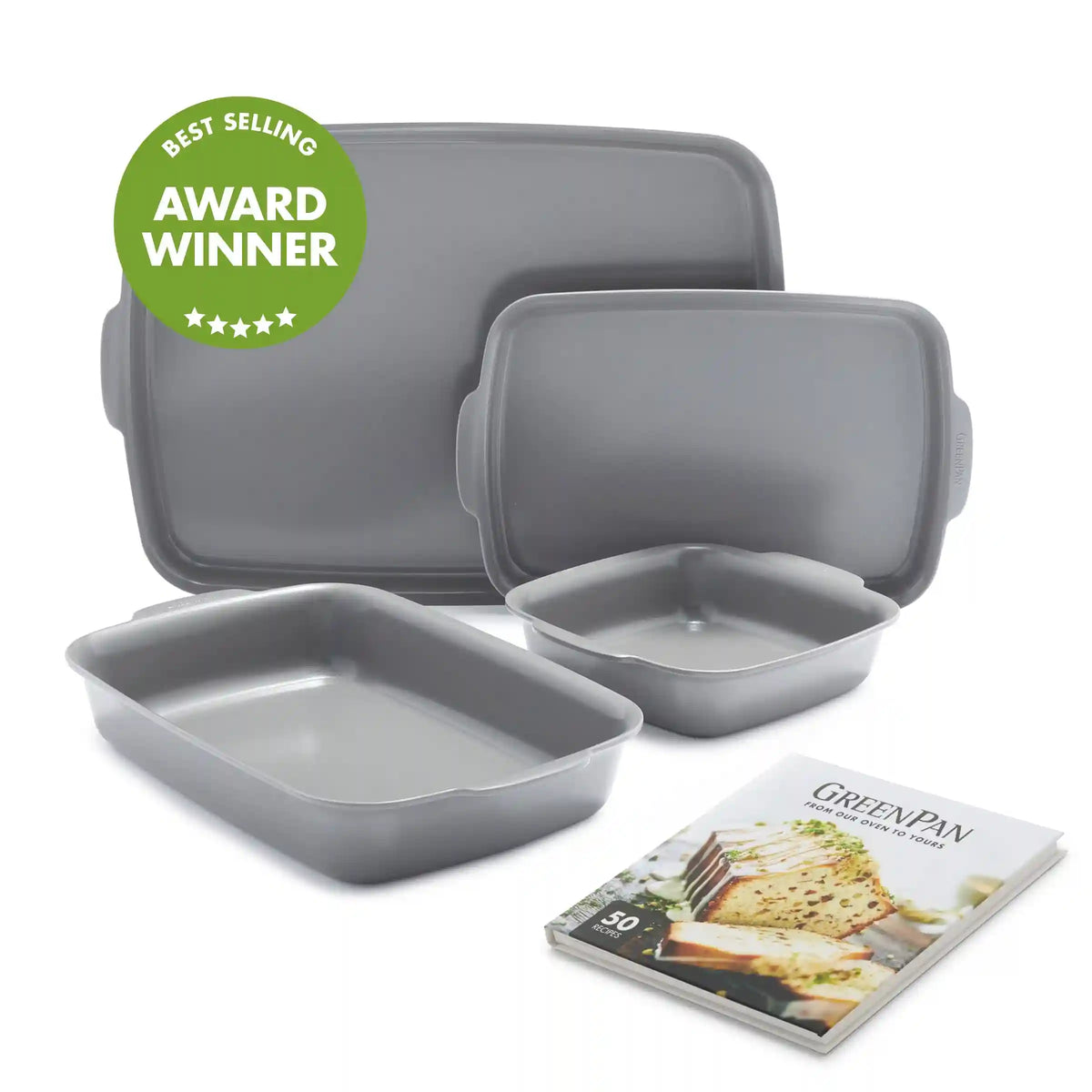 Premiere Ovenware Ceramic Nonstick 4-Piece Set | Gray