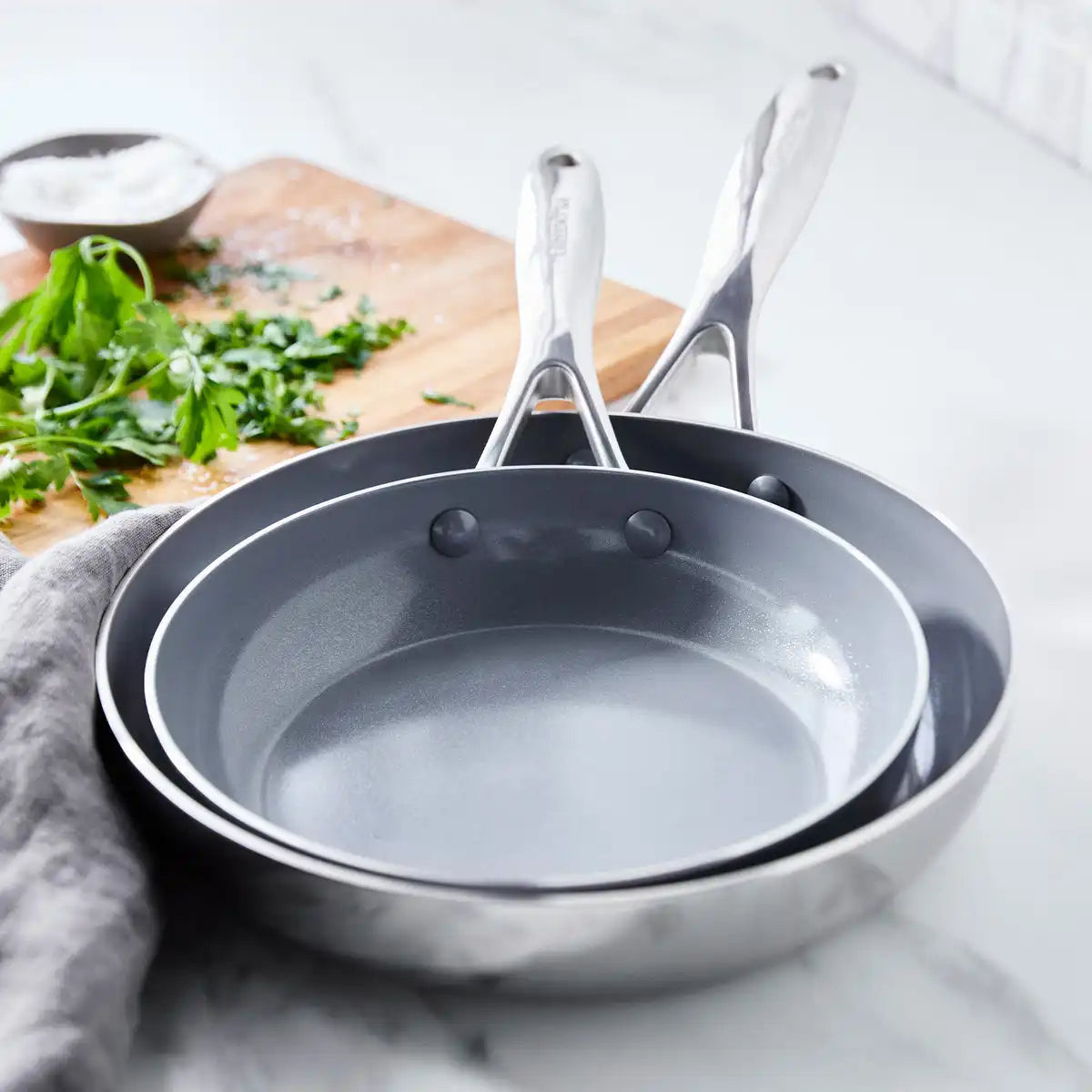 Valencia Pro Stainless Steel 8" and 10" Frypan Set