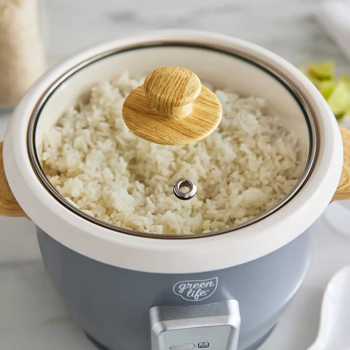GreenLife 6-Cup Rice Cooker | Quartz Gray